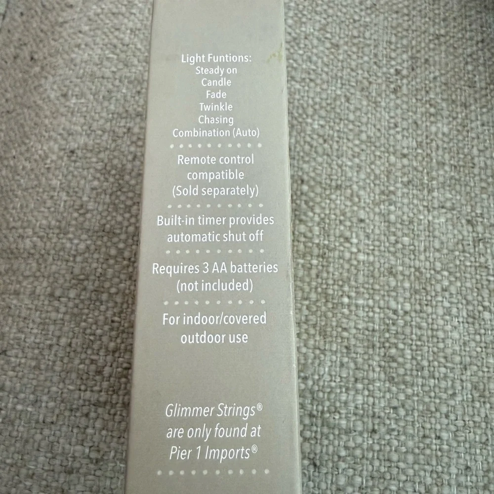 NIB Pier 1 Exclusive Glimmer Lights 10 ft Timer Auto Shut Off.